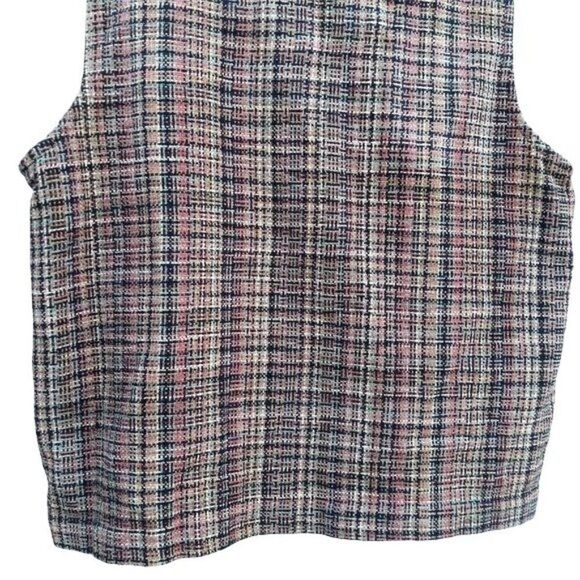 Christopher & Banks Tapestry Plaid Knit Non Itch Mock Neck Zip Up Vest Sz S - Picture 11 of 13